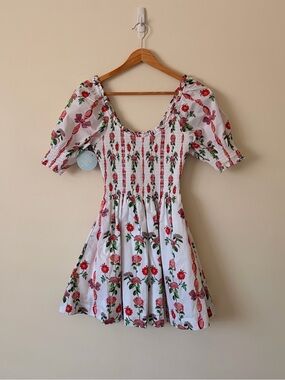 Hill House Home Naia Nap Dress in Red Shell Vine Stripe XXS